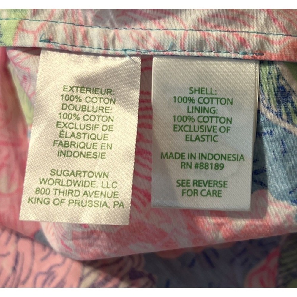 Lilly Pulitzer Kay Baby Doll Short Puff Sleeve Bodice Cups Top Size 8 Neon Bloom - Picture 5 of 9